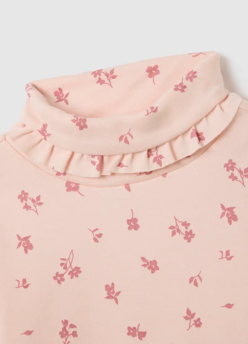 Maglia Da Bambina In Puro Cotone Rosa Con Stampa Floreale, Rosa miniatura 3