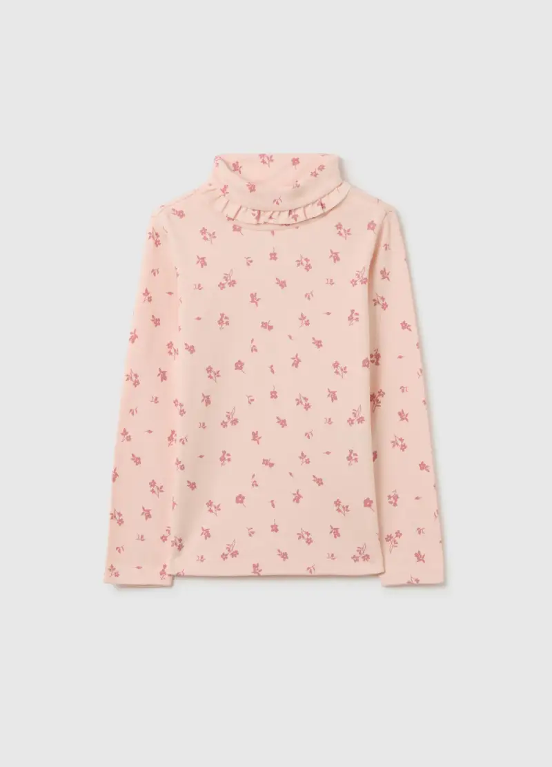 Maglia Da Bambina In Puro Cotone Rosa Con Stampa Floreale, Rosa