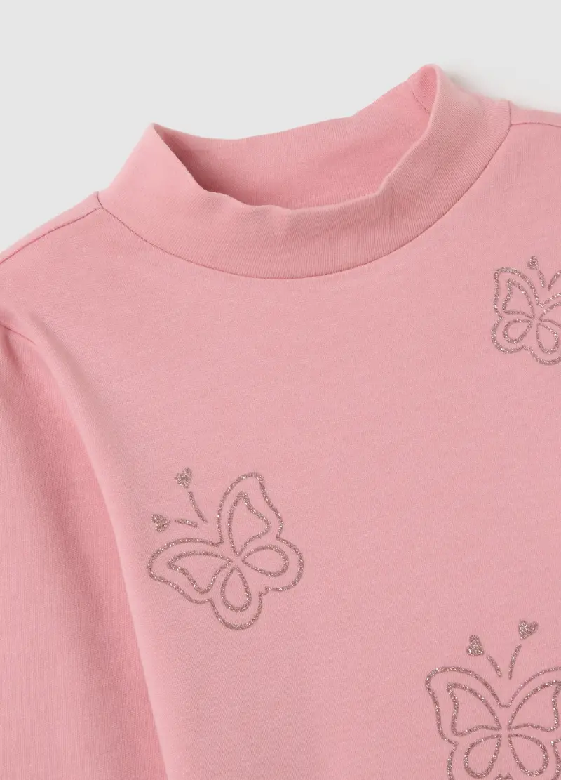 Maglia Da Bambina In Puro Cotone Rosa Regular Fit, Rosa miniatura 3