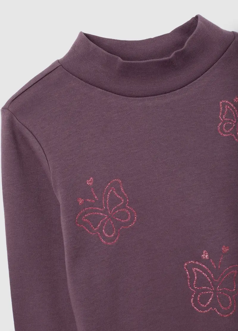 Maglia Da Bambina In Puro Cotone Viola Regular Fit, Viola miniatura 3