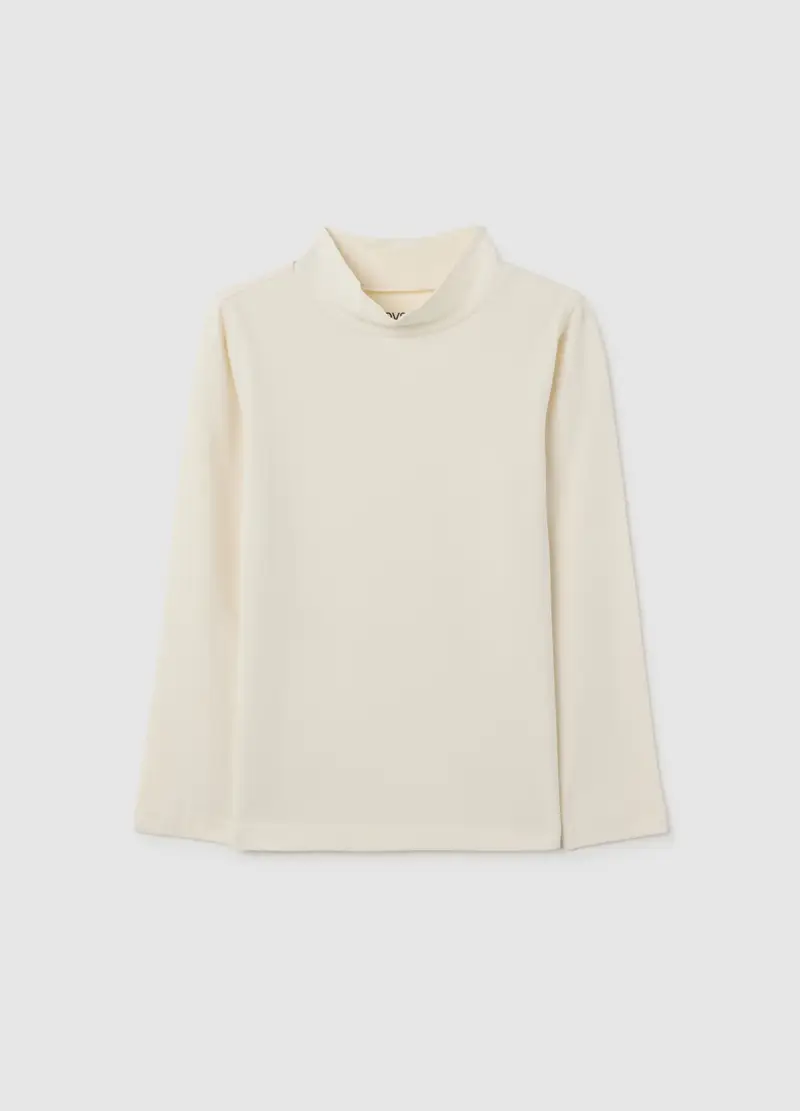 Maglia Da Bambino In Cotone Elasticizzato Beige Regular Fit, Beige