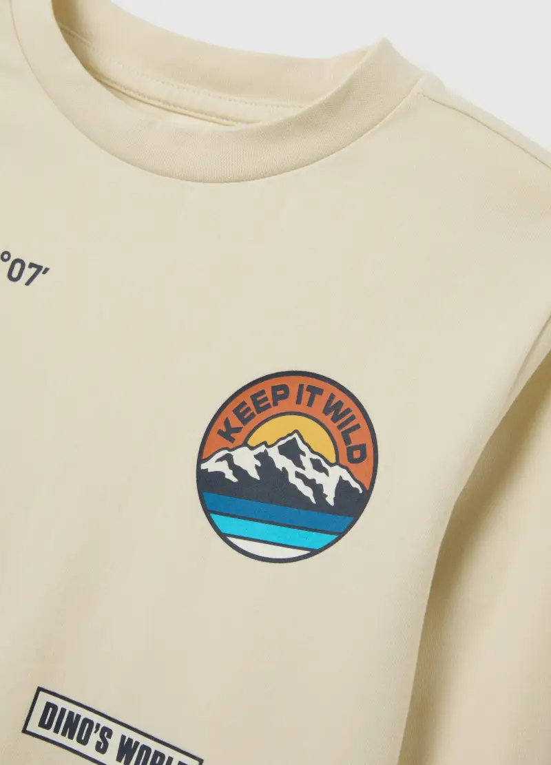 Maglia Da Bambino In Cotone Elasticizzato Beige Regular Fit, Beige miniatura 3