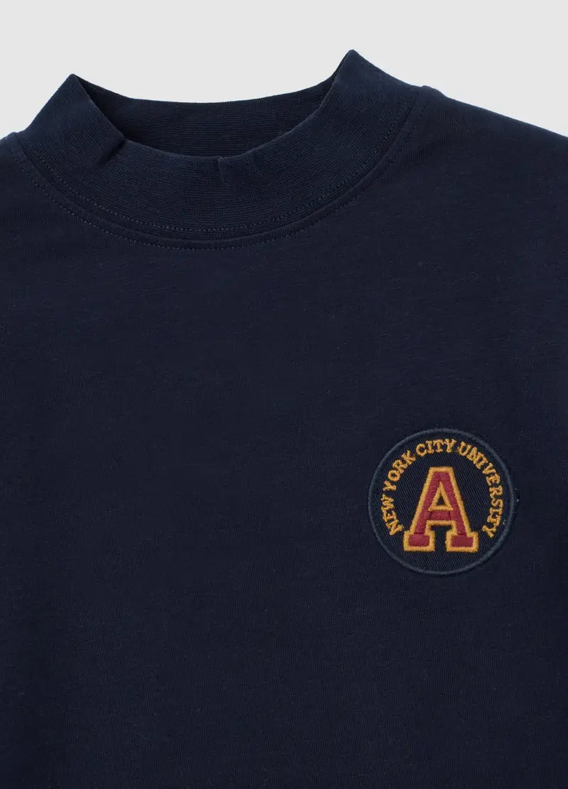 Maglia Da Bambino In Cotone Elasticizzato Blu Regular Fit, Blu miniatura 3