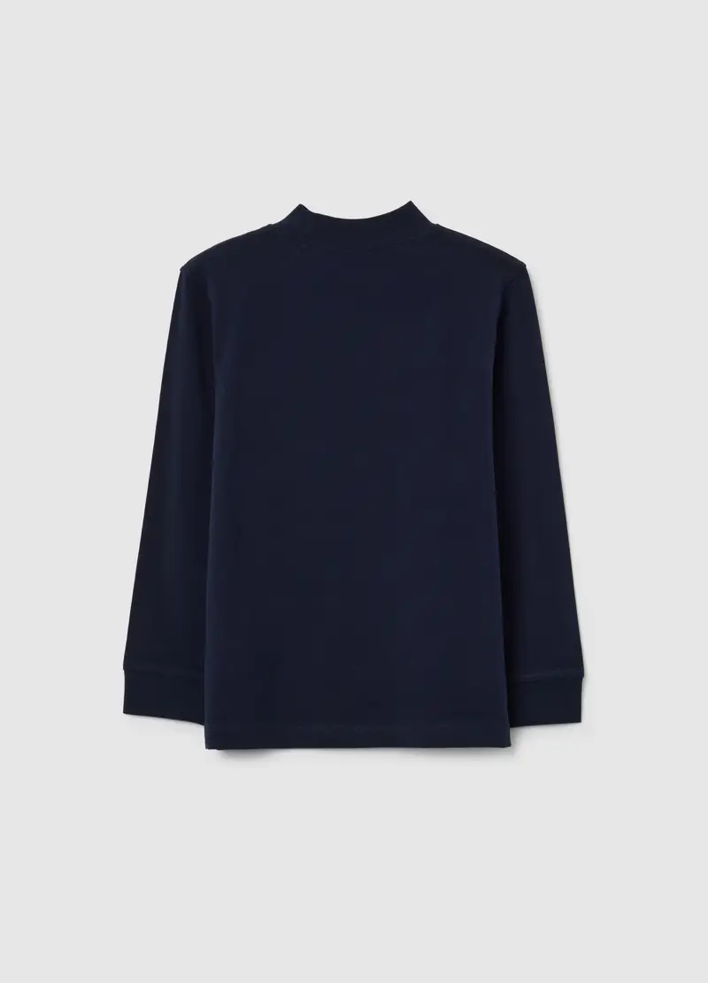 Maglia Da Bambino In Cotone Elasticizzato Blu Regular Fit, Blu miniatura 2