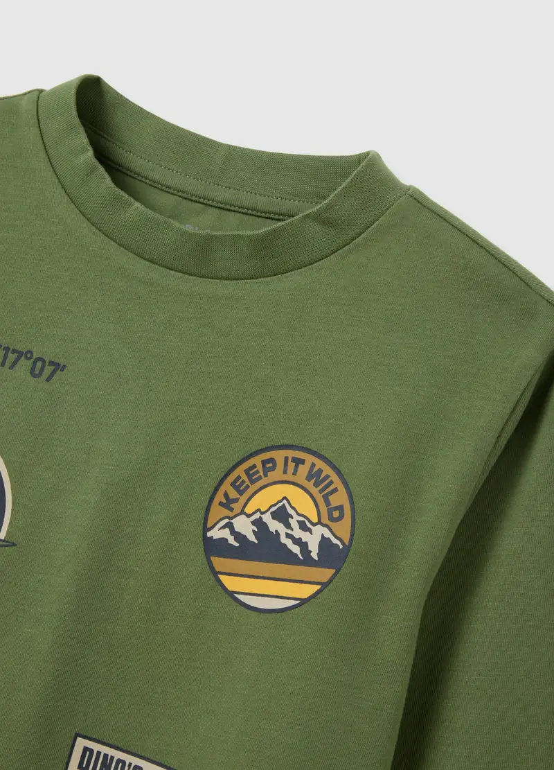 Maglia Da Bambino In Cotone Elasticizzato Verde Regular Fit, Verde miniatura 3