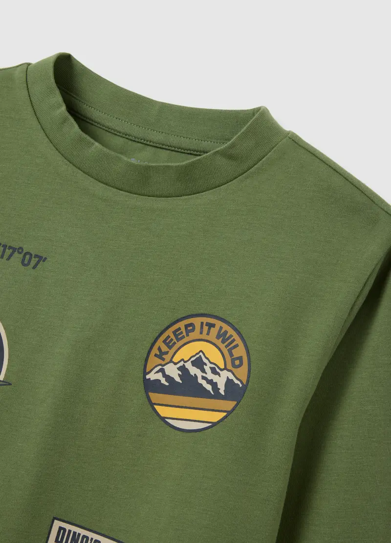 Maglia Da Bambino In Cotone Elasticizzato Verde Regular Fit, Verde miniatura 3