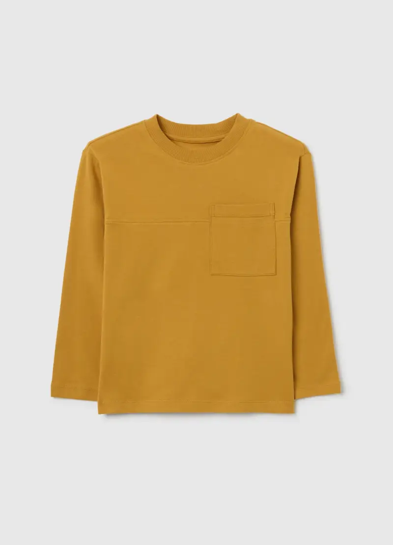 Maglia Da Bambino In Misto Cotone Elasticizzato Giallo Regular Fit, Giallo