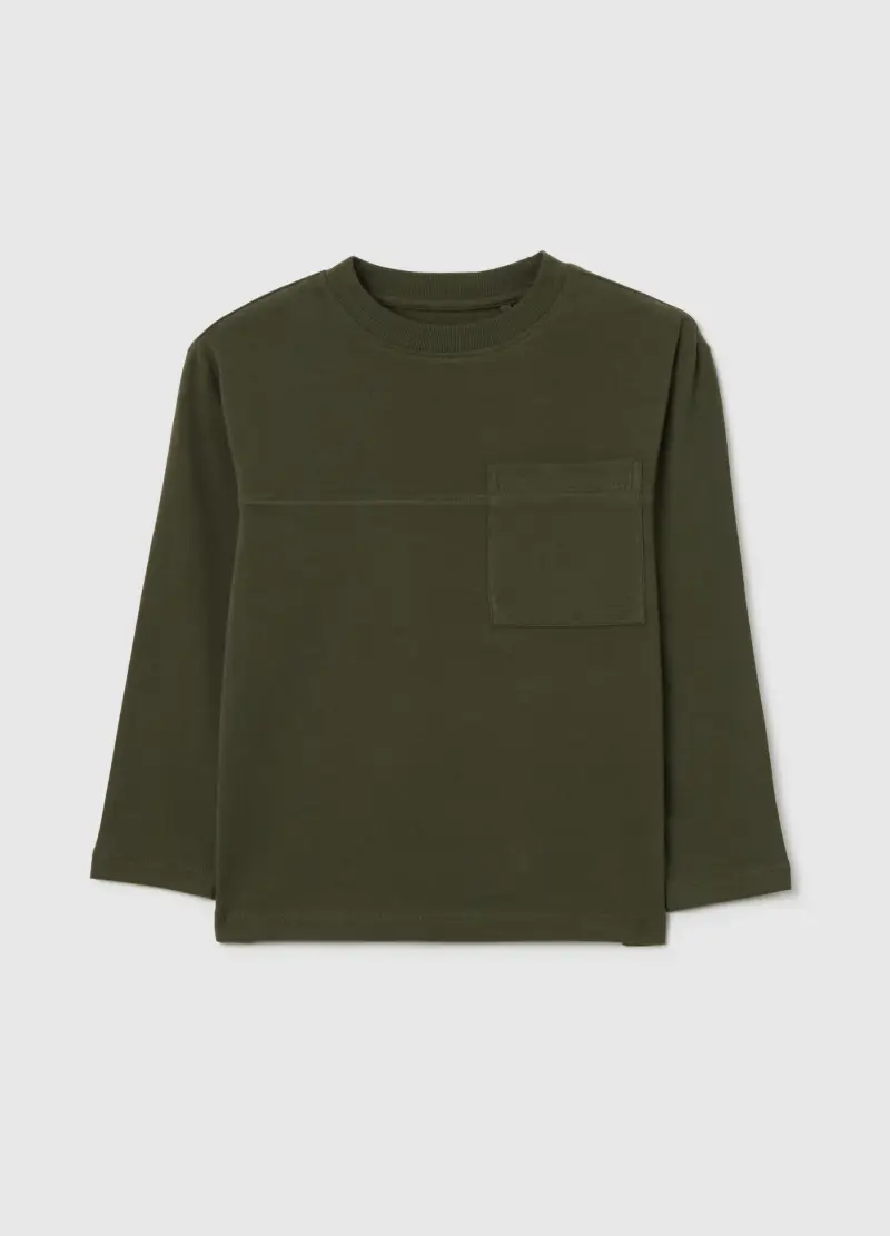 Maglia Da Bambino In Misto Cotone Elasticizzato Verde Regular Fit, Verde