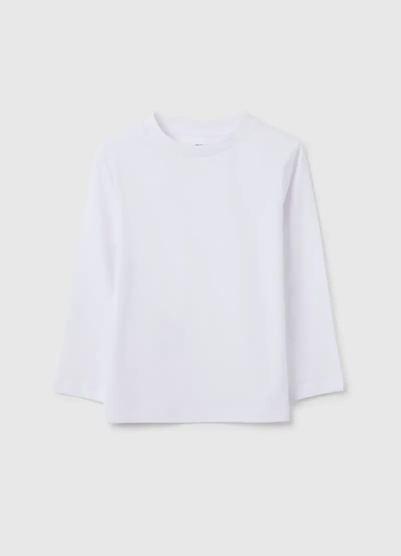 Maglia Da Bambino In Puro Cotone Bianca Regular Fit, Bianco