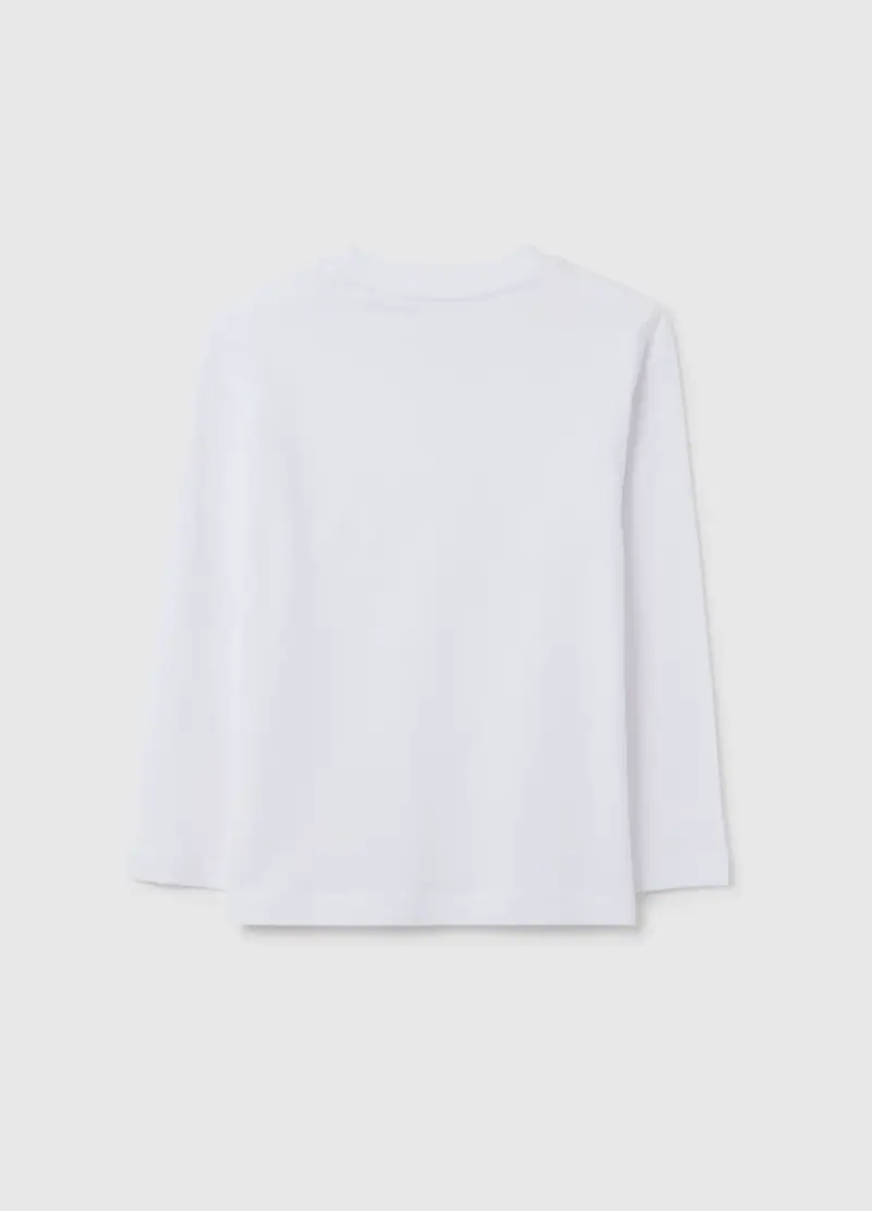 Maglia Da Bambino In Puro Cotone Bianca Regular Fit, Bianco miniatura 2