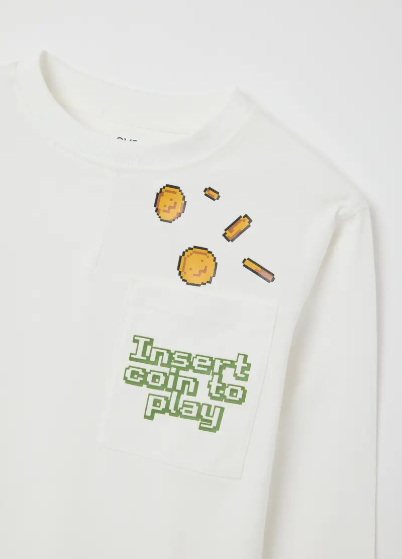 Maglia Da Bambino In Puro Cotone Bianca Regular Fit, Bianco miniatura 3