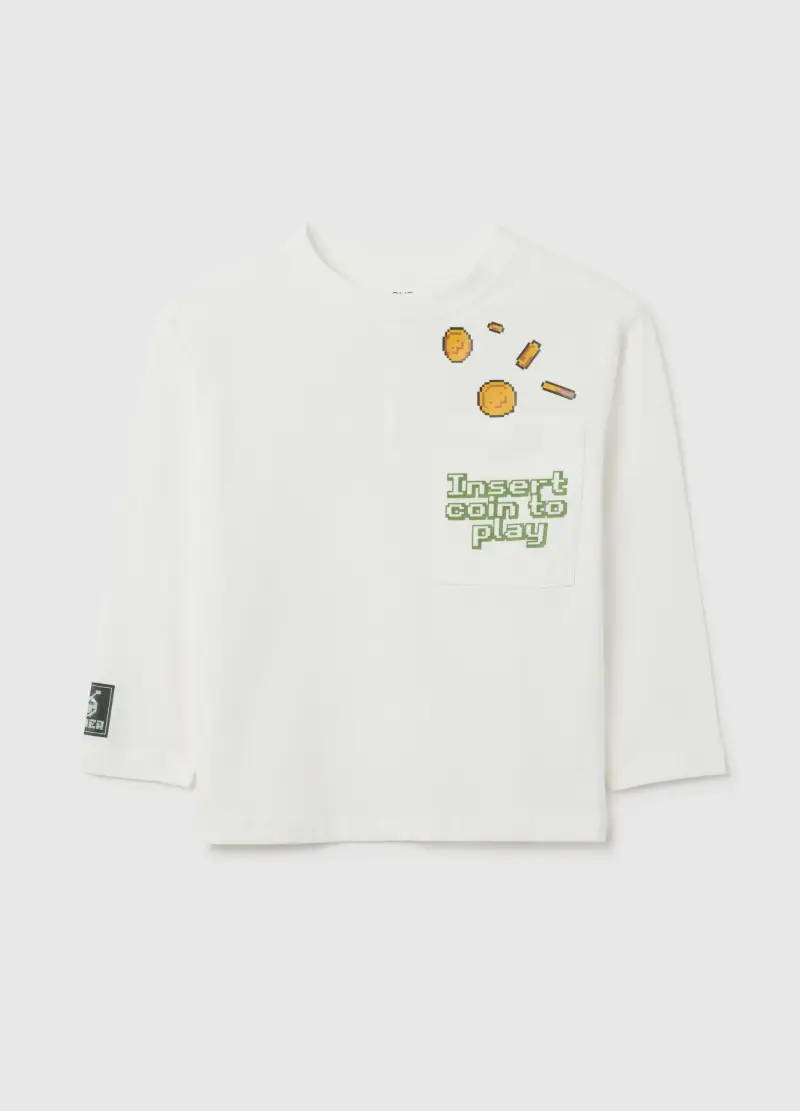 Maglia Da Bambino In Puro Cotone Bianca Regular Fit, Bianco