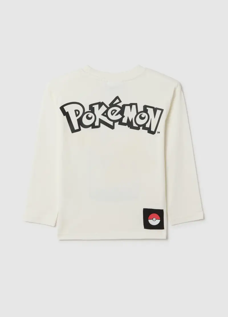 Maglia Da Bambino In Puro Cotone Bianca Regular Fit Con Stampa Pokémon, Bianco miniatura 2