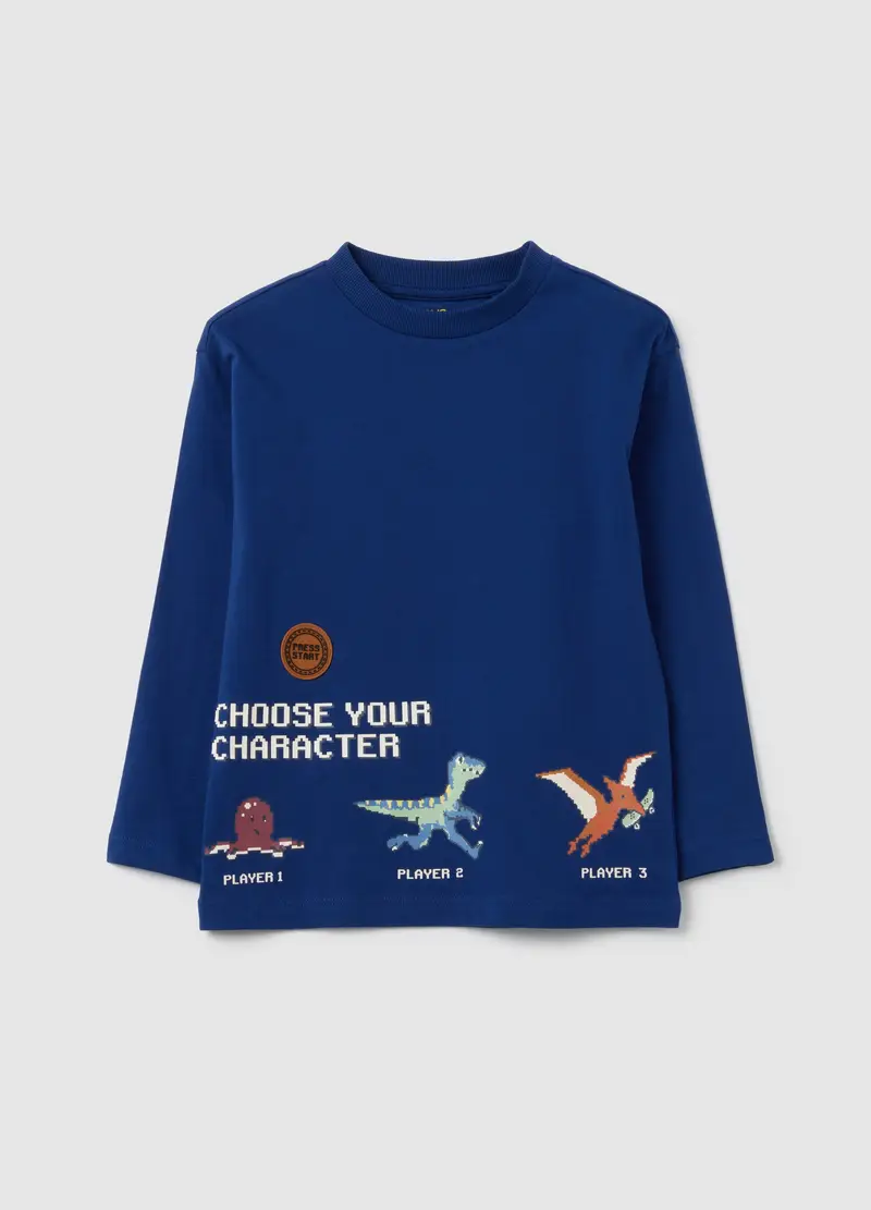 Maglia Da Bambino In Puro Cotone Blu, Blu