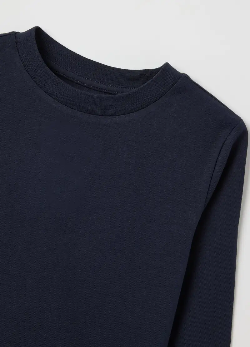 Maglia Da Bambino In Puro Cotone Blu Regular Fit, Blu miniatura 3