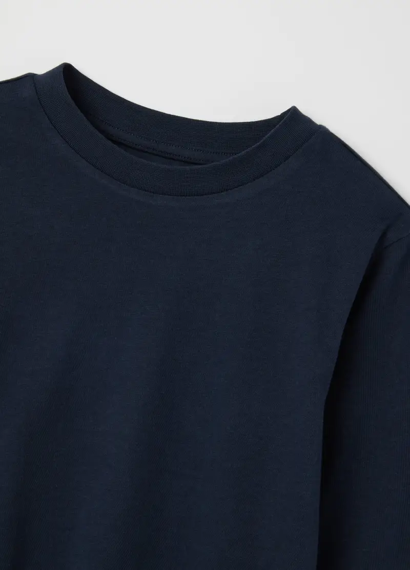 Maglia Da Bambino In Puro Cotone Blu Regular Fit, Blu miniatura 3