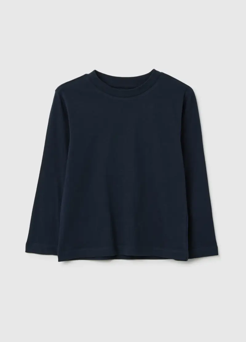 Maglia Da Bambino In Puro Cotone Blu Regular Fit, Blu