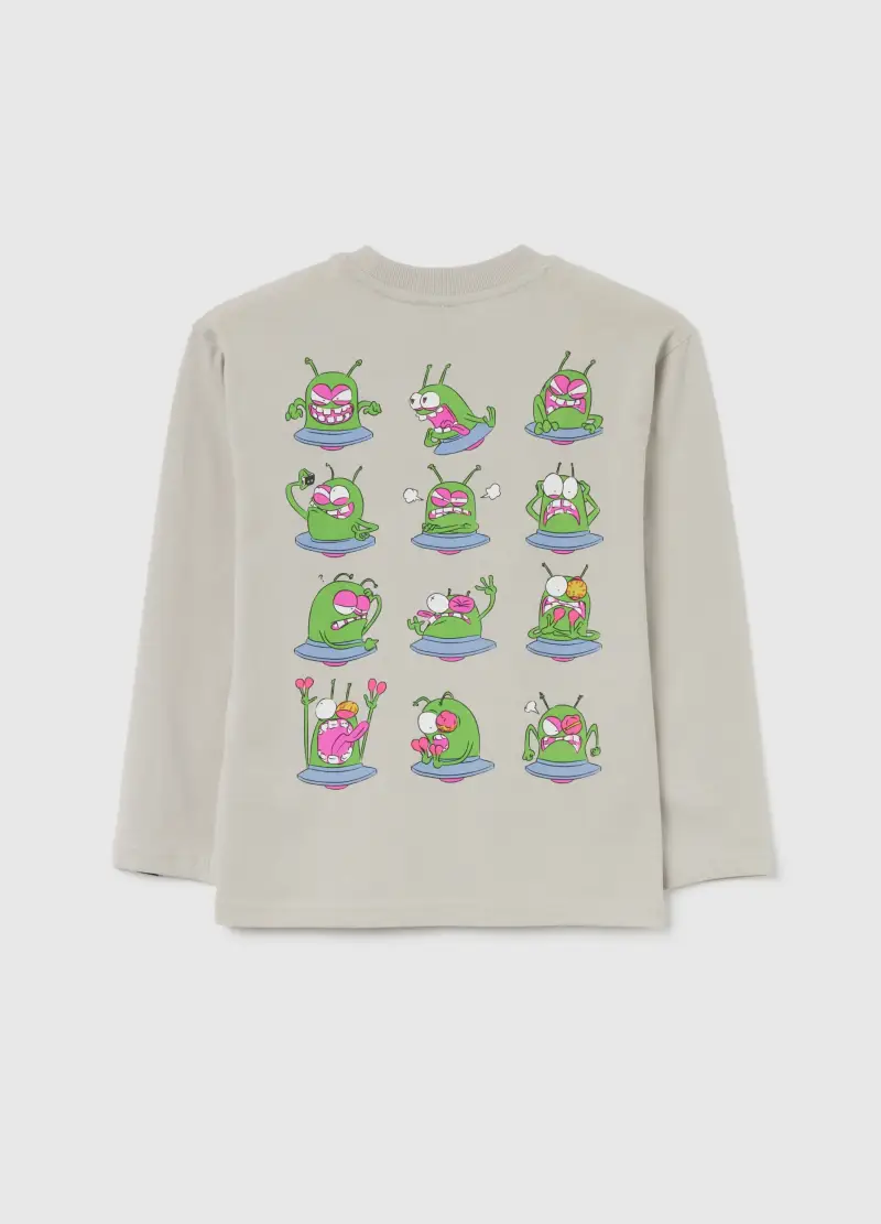 Maglia Da Bambino In Puro Cotone Grigia Vestibilità Over, Grigio miniatura 2