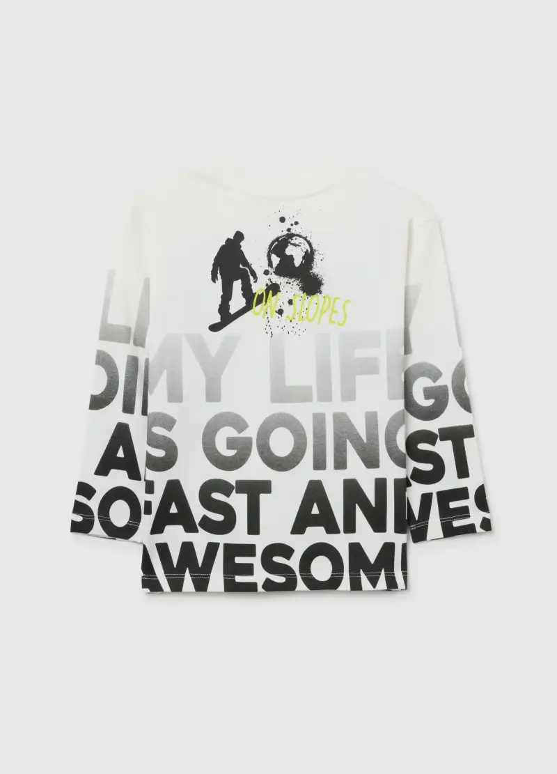 Maglia Da Bambino In Puro Cotone Multicolor Con Scollo Rotondo E Stampa, Multicolor miniatura 2