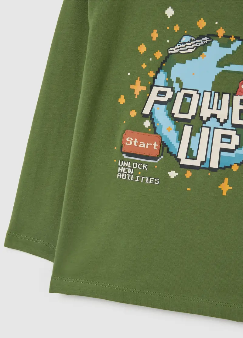 Maglia Da Bambino In Puro Cotone Verde Regular Fit, Verde miniatura 3