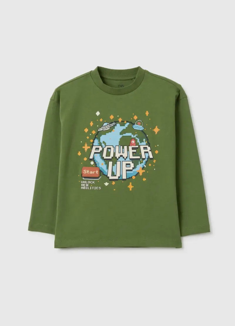Maglia Da Bambino In Puro Cotone Verde Regular Fit, Verde