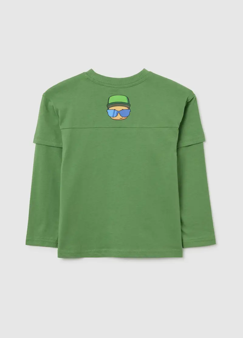 Maglia Da Bambino In Puro Cotone Verde Regular Fit, Verde miniatura 2