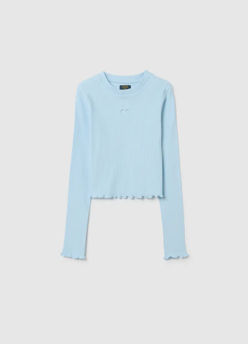 Maglia Da Ragazza In Cotone Elasticizzato Azzurra Regular Fit, Bambina, Azzurro