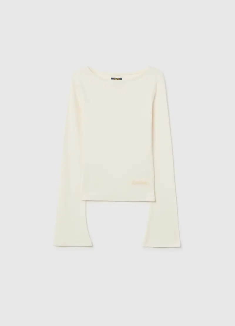 Maglia Da Ragazza In Cotone Elasticizzato Beige Regular Fit, Bambina, Beige