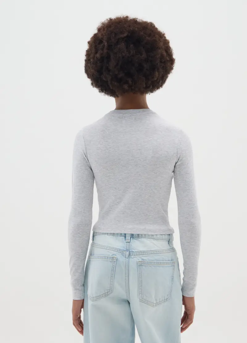 Maglia Da Ragazza In Cotone Elasticizzato Grigia Regular Fit, Bambina, Grigio miniatura 2