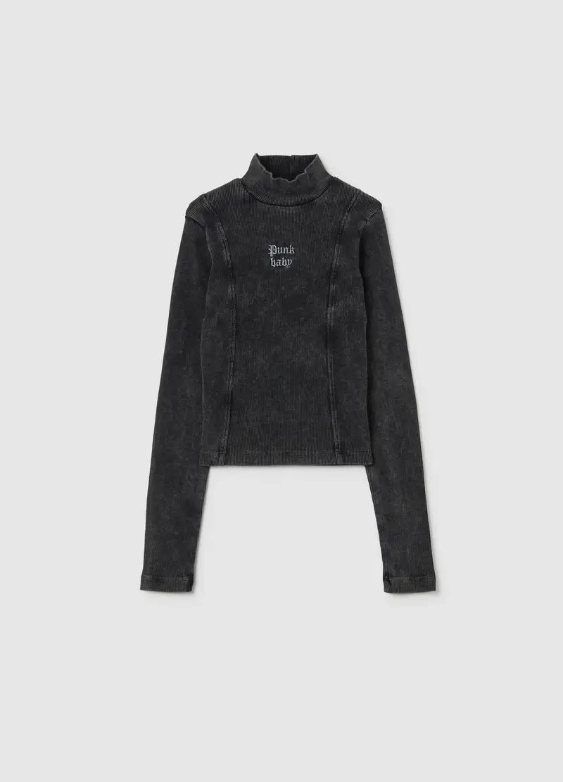 Maglia Da Ragazza In Cotone Elasticizzato Grigia Regular Fit, Bambina, Grigio