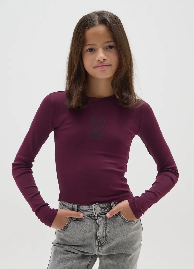 Maglia Da Ragazza In Cotone Elasticizzato Rossa Regular Fit, Bambina, Rosso