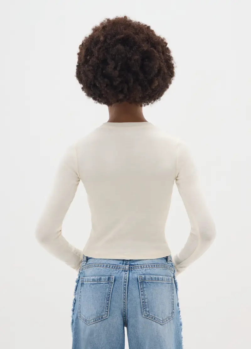 Maglia Da Ragazze In Cotone Elasticizzato Beige Regular Fit, Bambina, Beige miniatura 2