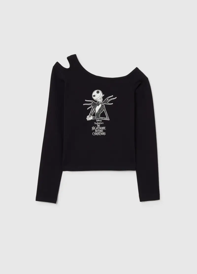 Maglia Da Ragazze In Cotone Elasticizzato Nera Regular Fit Con Scollo A Barca, Bambina, Nero