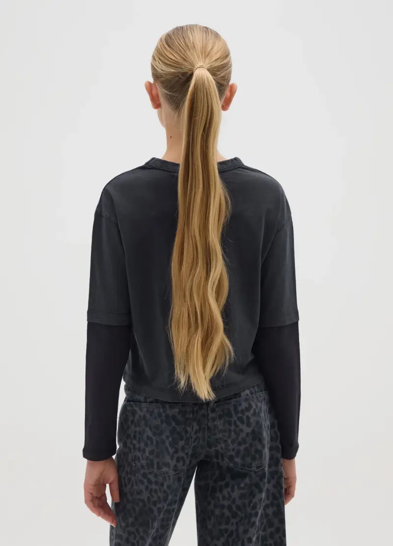 Maglia Da Ragazze In Puro Cotone Multicolor Boxy Fit Con Grafica Ac/dc, Bambina, Multicolor miniatura 2