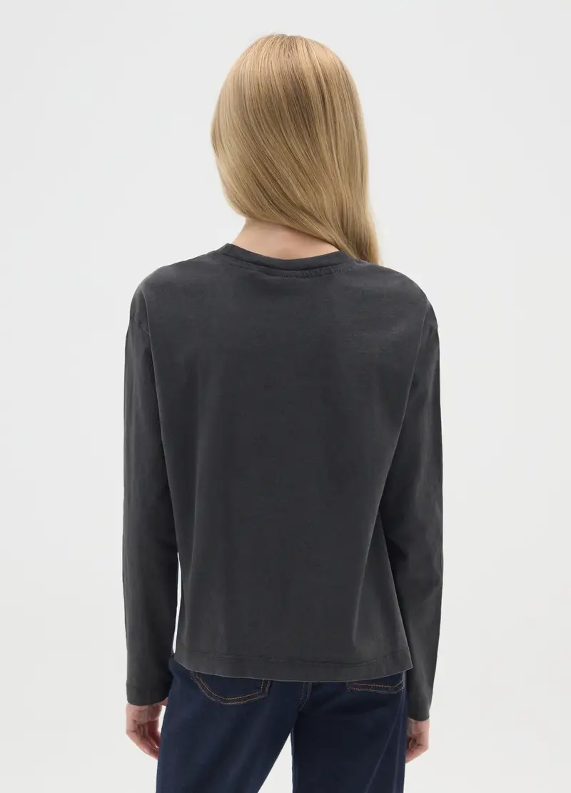 , Maglia Da Ragazze In Puro Cotone Nero Regular Fit, Bambina, Nero miniatura 2