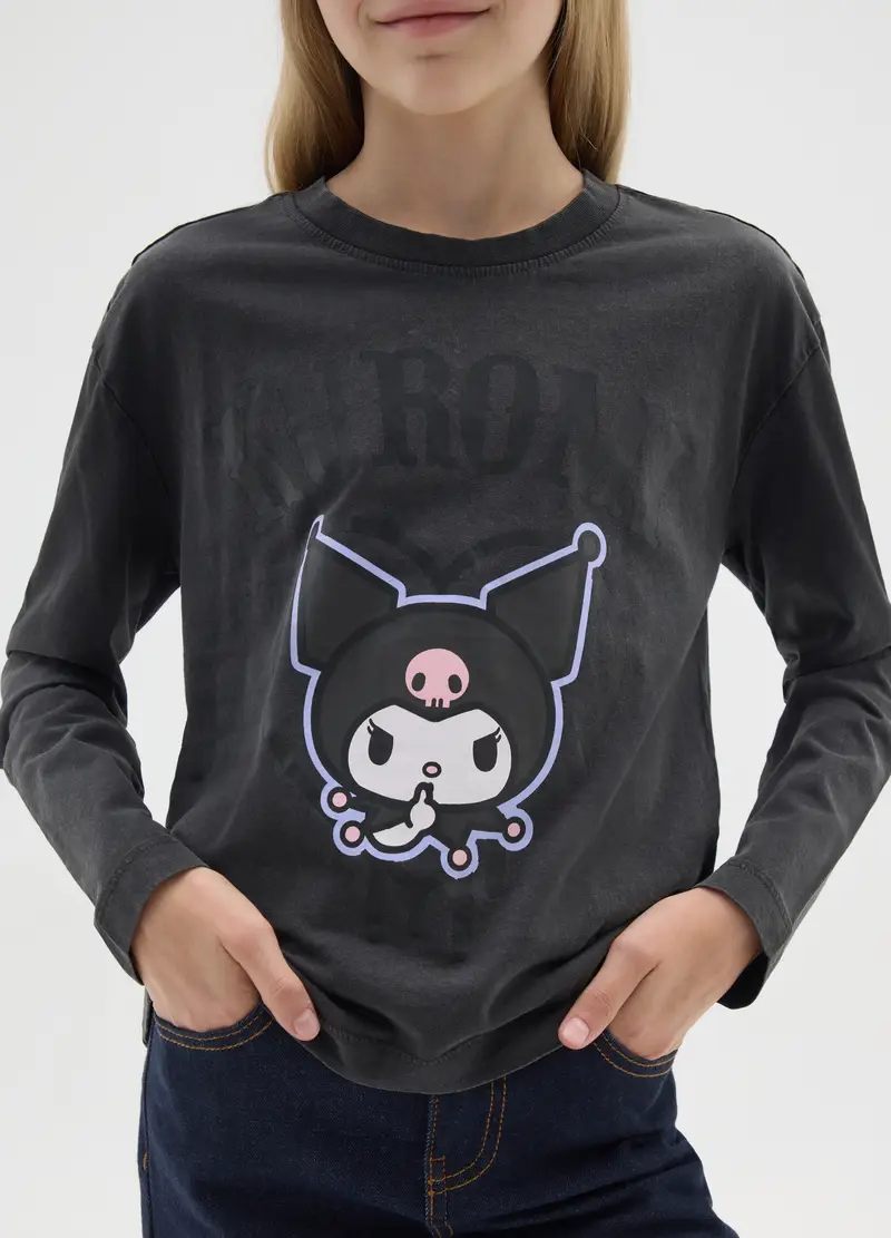 , Maglia Da Ragazze In Puro Cotone Nero Regular Fit, Bambina, Nero miniatura 3