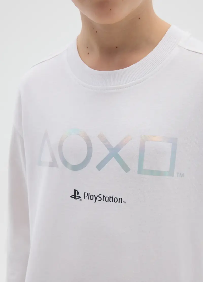 Maglia Da Ragazzo In Puro Cotone Bianca Con Scollo Rotondo, Bambino, Bianco miniatura 3