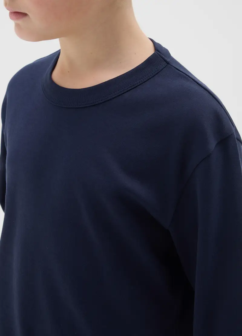Maglia Da Ragazzo In Puro Cotone Blu Regular Fit, Bambino, Blu miniatura 3