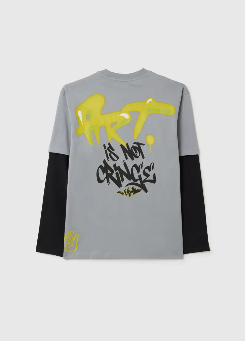 Maglia Da Ragazzo In Puro Cotone Multicolor Vestibilità Over, Bambino, Multicolor miniatura 2