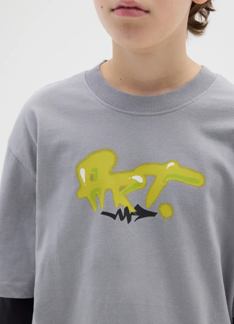 Maglia Da Ragazzo In Puro Cotone Multicolor Vestibilità Over, Bambino, Multicolor miniatura 3