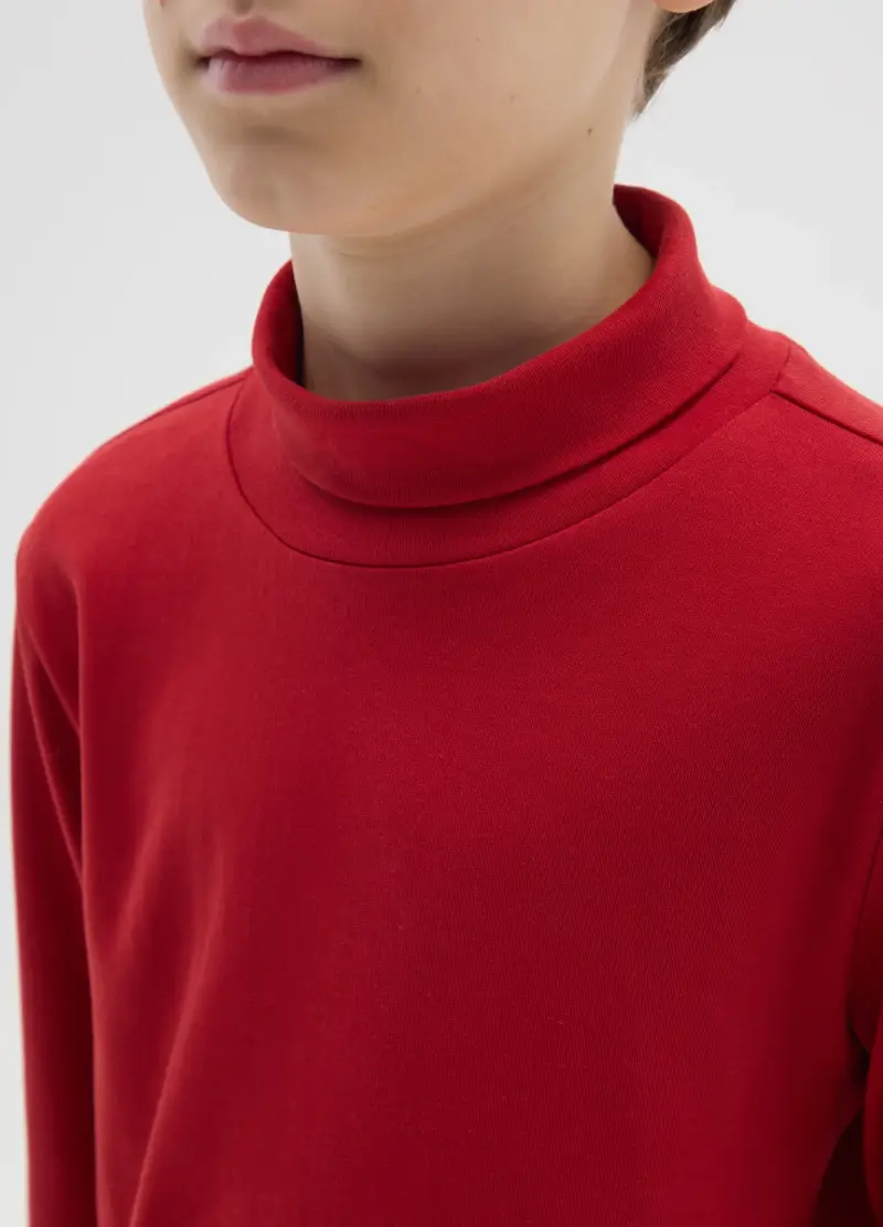 Maglia Da Ragazzo In Puro Cotone Rossa Regular Fit, Bambino, Rosso miniatura 3