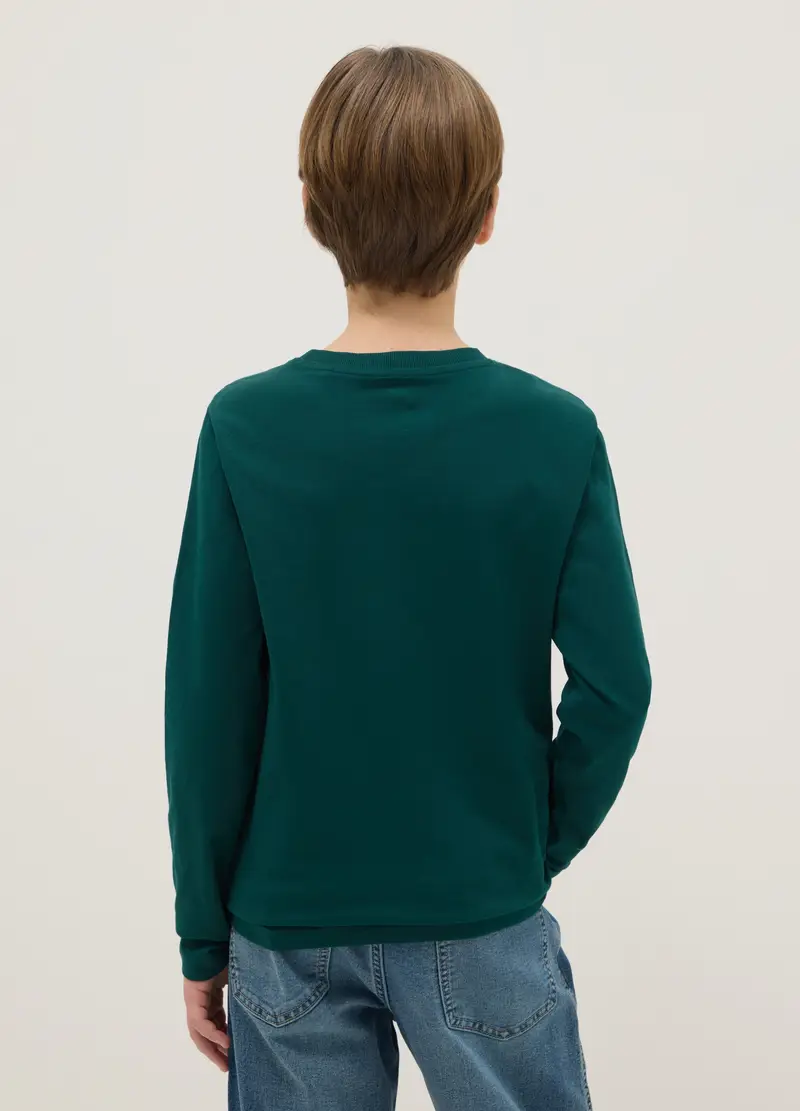 Maglia Da Ragazzo In Puro Cotone Verde, Bambino, Verde miniatura 2