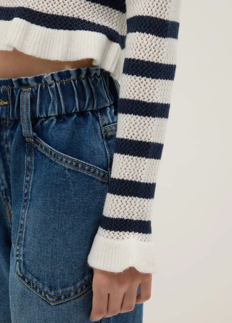 Maglia In Misto Viscosa A Righe Multicolor Da Ragazza Vestibilità Fitted, Bambina, Multicolor miniatura 3