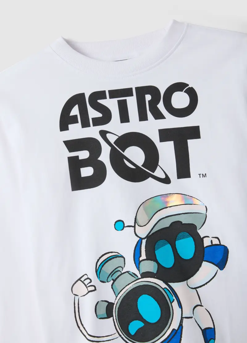 Maglia In Puro Cotone Bianca Da Bambino Regular Fit Con Stampa, Bianco miniatura 3