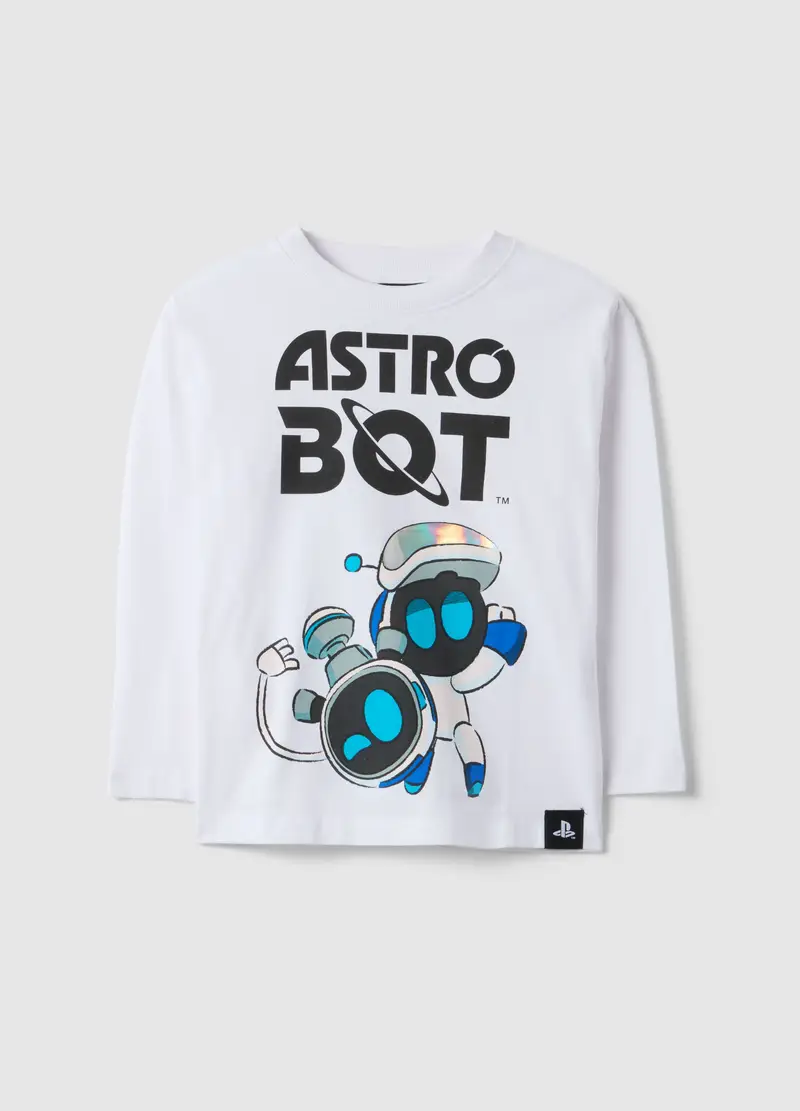 Maglia In Puro Cotone Bianca Da Bambino Regular Fit Con Stampa, Bianco