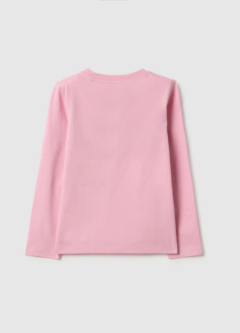 Maglia In Puro Cotone Rosa Da Bambina Regular Fit Con Stampa, Rosa miniatura 2