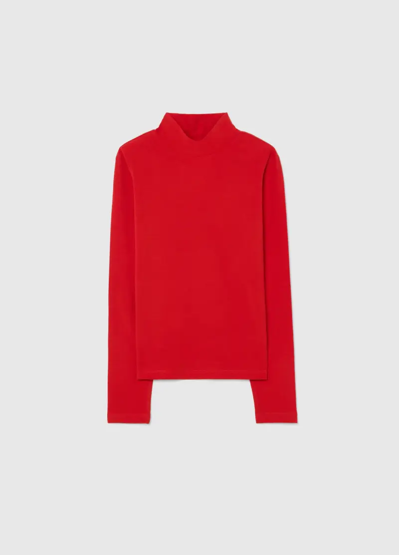 Maglia Rossa Da Ragazza In Cotone Elasticizzato Regular Fit, Bambina, Rosso