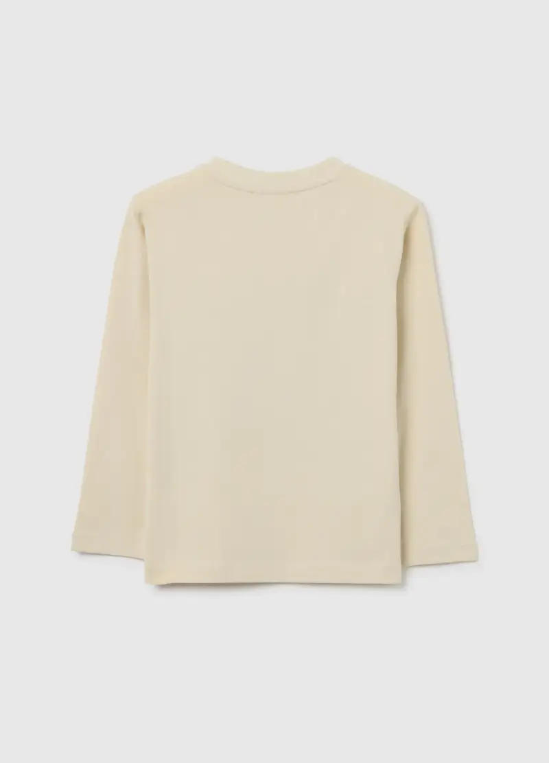 Maglietta Beige A Maniche Lunghe In Cotone, Bambino, Beige miniatura 2