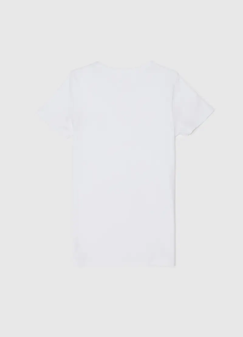 Maglietta Bianca A Maniche Corte In Cotone, Bambina, Bianco miniatura 2