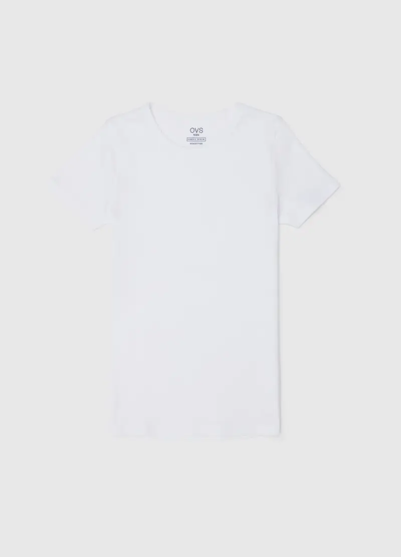 Maglietta Bianca A Maniche Corte In Cotone, Bambina, Bianco